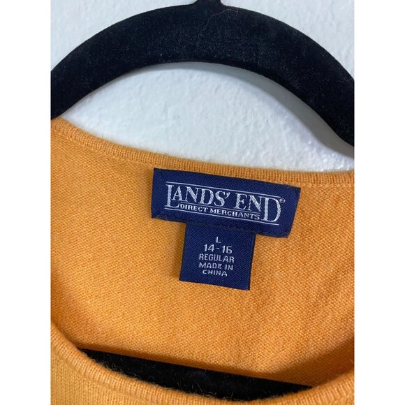 Lands End Cashmere Short Sleeve Sweater Top Size Large Orange Soft Cozy - Picture 3 of 14
